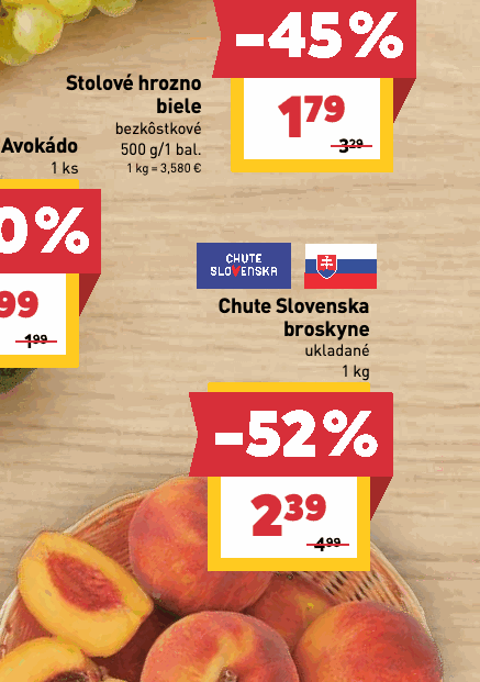 Chute Slovenska broskyne ukladané