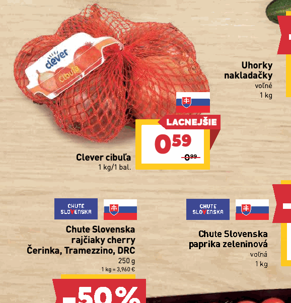 Clever cibuľa Chute Slovenska rajčiaky cherry