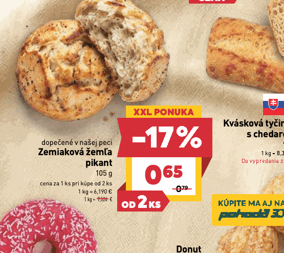 dopečené v našej peci Zemiaková žemľa pikant
