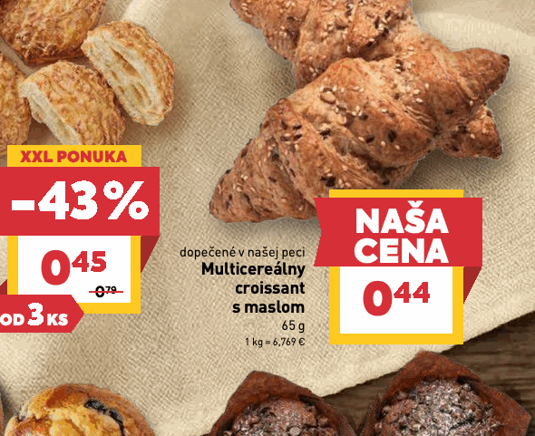dopečené v našej peci Multicereálny croissant s maslom
