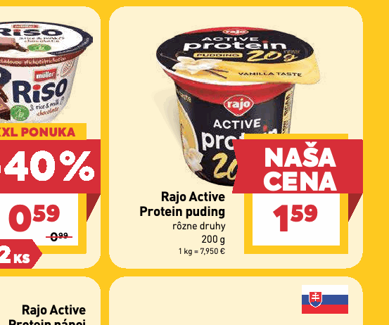 Rajo Active Protein puding rôzne druhy
