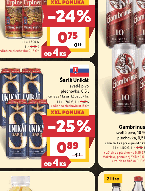 Šariš Unikát svetlé pivo plechovka, 0,5 l