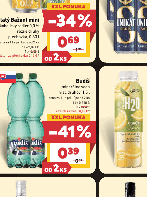Budiš minerálna voda viac druhov, 1,5 l