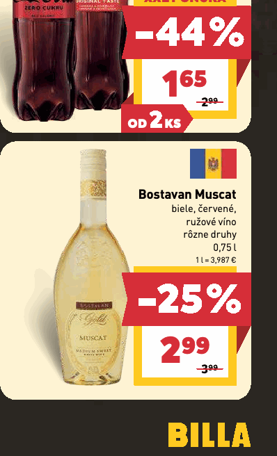 Bostavan Muscat biele, červené, ružové víno rôzne druhy