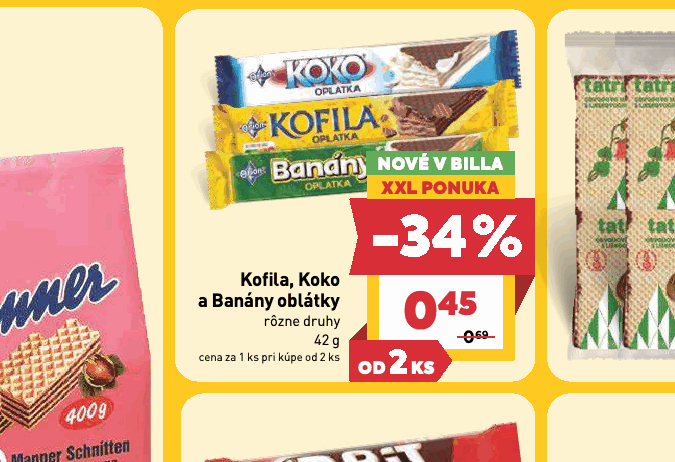 Kofila, Koko a Banány oblátky rôzne druhy