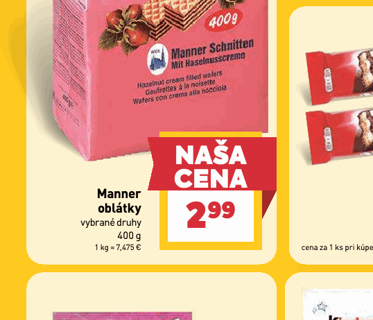 Manner oblátky vybrané druhy