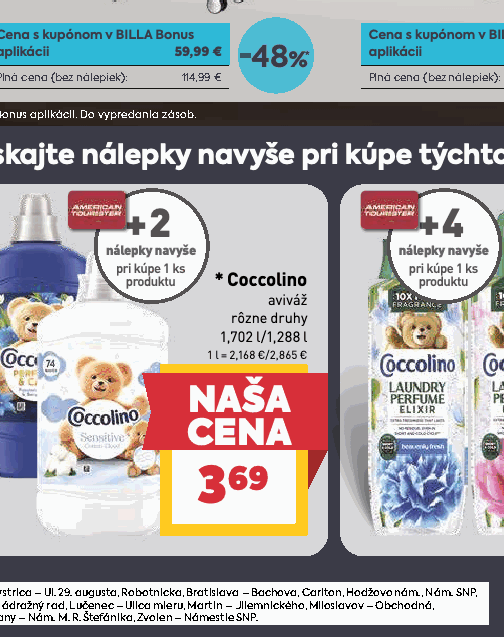 Coccolino aviváž rôzne druhy