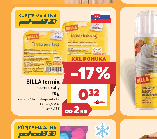 BILLA termix rôzne druhy