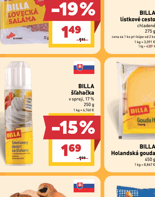 BILLA šľahačka v spreji, 17 %