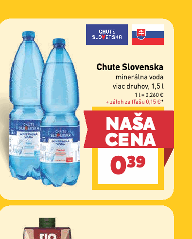 Chute Slovenska minerálna voda viac druhov, 1,5 l