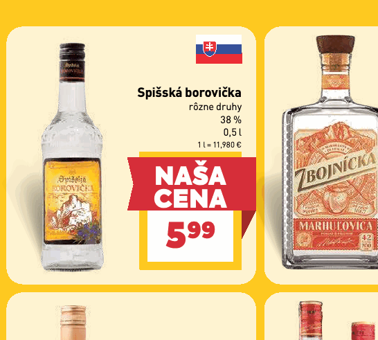 Spišská borovička rôzne druhy 38 %