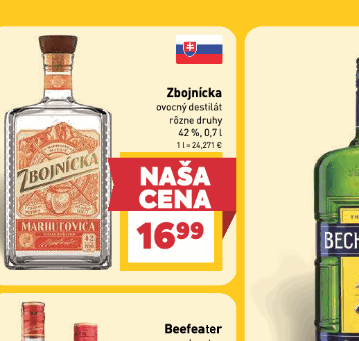 Zbojnícka ovocný destilát rôzne druhy