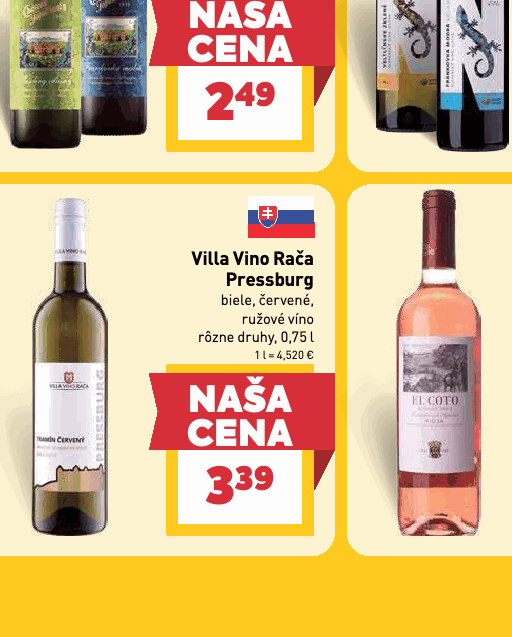 Pressburg biele, červené, ružové víno rôzne druhy, 0,75 l