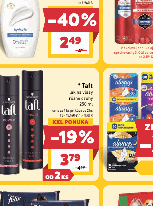 Taft lak na vlasy rôzne druhy