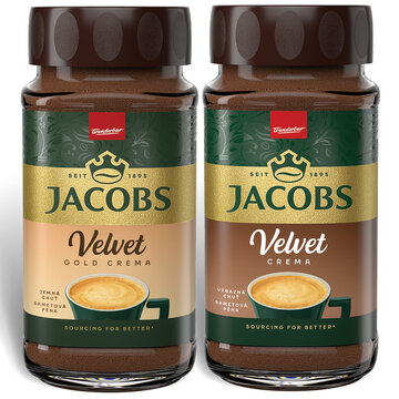 Jacobs Velvet instantná káva 2 druhy od 180 g do 200 g