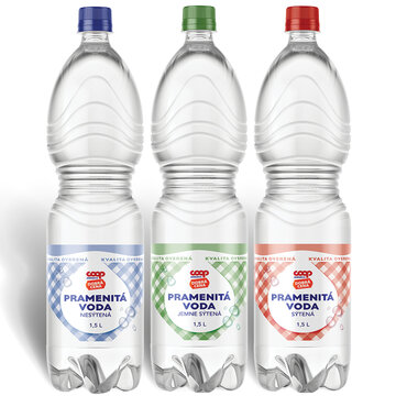 Pramenitá voda 3 druhy 1,5 l