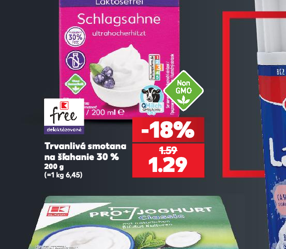 Trvanlivá smotana na šľahanie 30 %