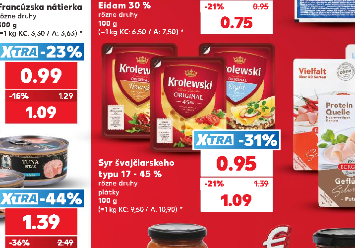 Syr švajčiarskeho typu 17 - 45 %