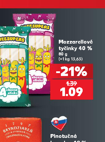 Mozzarellové tyčinky 40 %