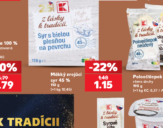 Mäkký zrejúci syr 45 %