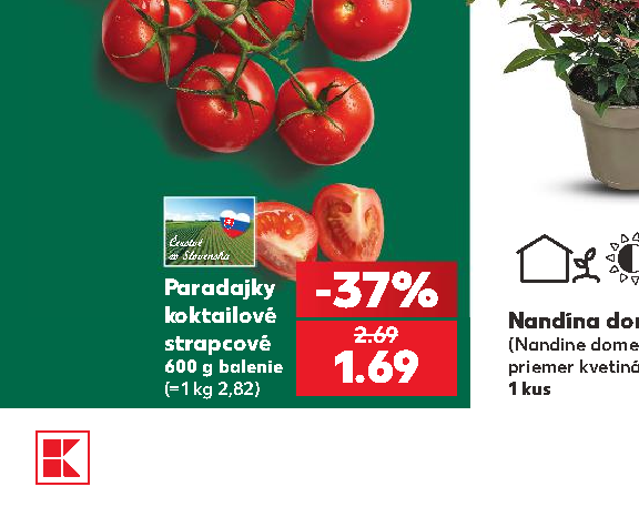 Paradajky koktailové strapcové 600 g balenie