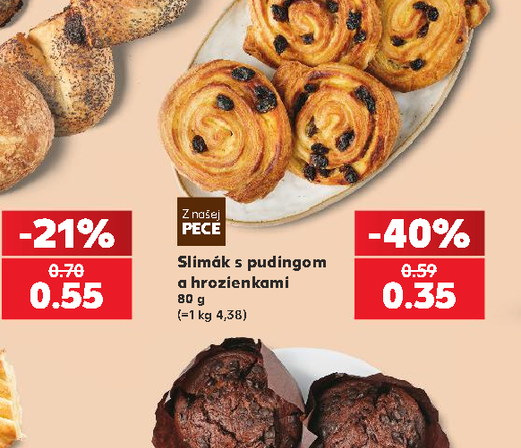 Slimák s pudingom a hrozienkami