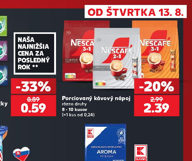 Porciovaný kávový nápoj