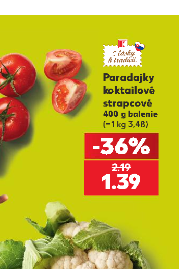 Paradajky koktailové strapcové 400 g balenie
