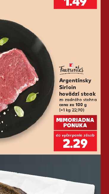 Argentínsky Sirloin hovädzí steak