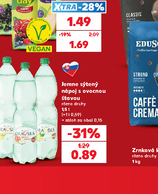 Jemne sýtený nápoj s ovocnou šťavou