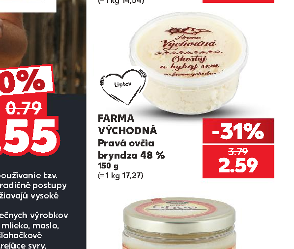 FARMA VÝCHODNÁ Pravá ovčia bryndza 48 %