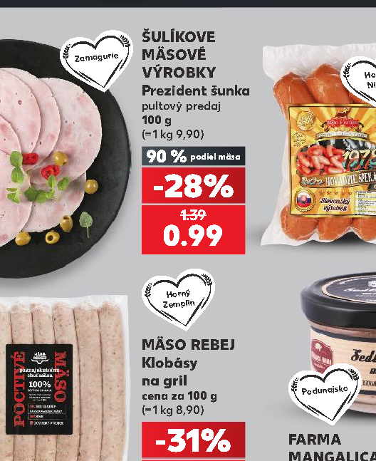 MÄSO REBEJ Klobásy na gril
