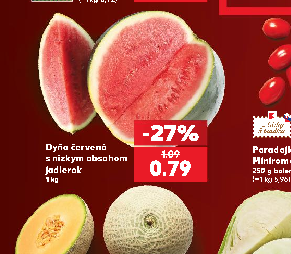 Dyňa červená s nízkym obsahom jadierok