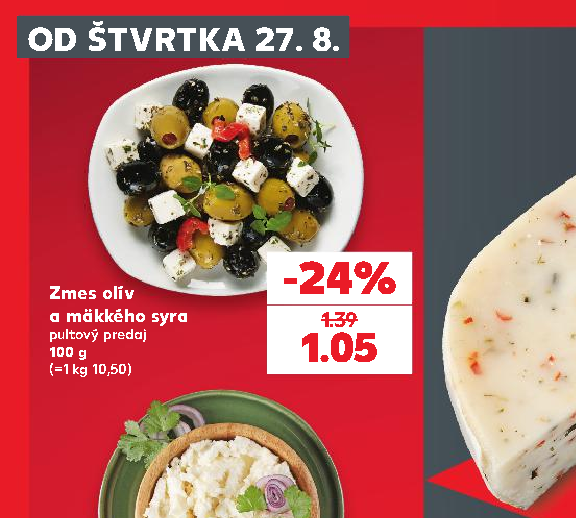 Zmes olív a mäkkého syra