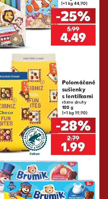 Polomáčané sušienky s lentilkami