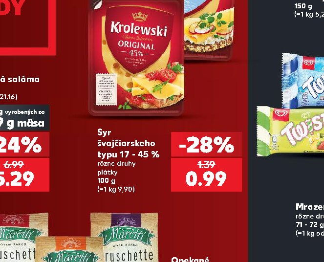 Syr švajčiarskeho typu 17 - 45 %