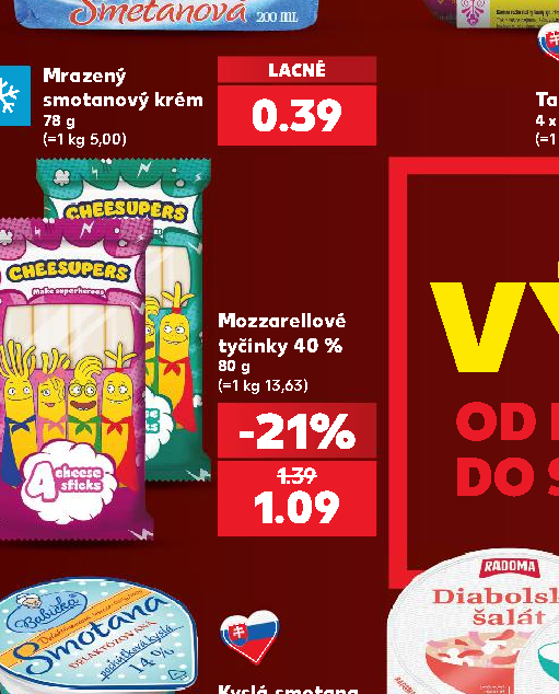 Mozzarellové tyčinky 40 %