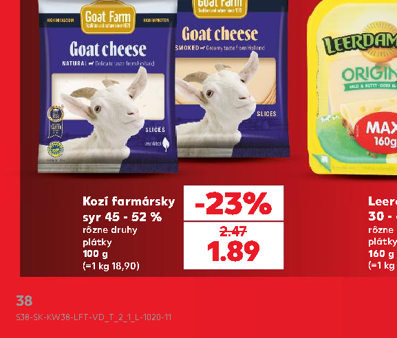 Kozí farmársky syr 45 - 52 %