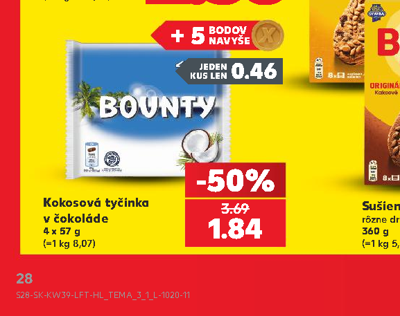 Kokosová tyčinka v čokoláde