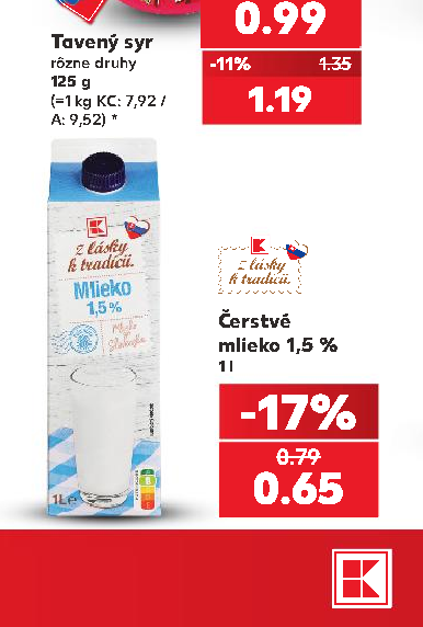 Čerstvé mlieko 1,5 %