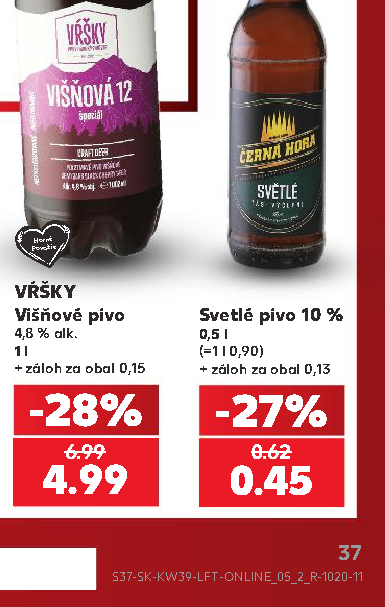 Višňové pivo Svetlé pivo 10 %