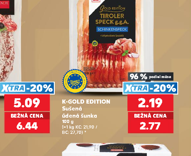 K-GOLD EDITION Sušená údená šunka