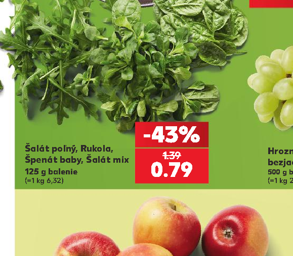 Šalát poľný, Rukola, Špenát baby, Šalát mix 125 g balenie