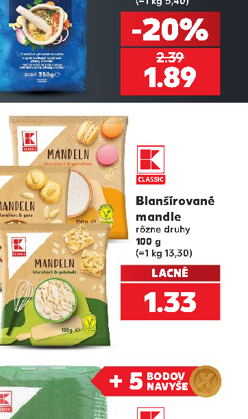 Blanšírované mandle