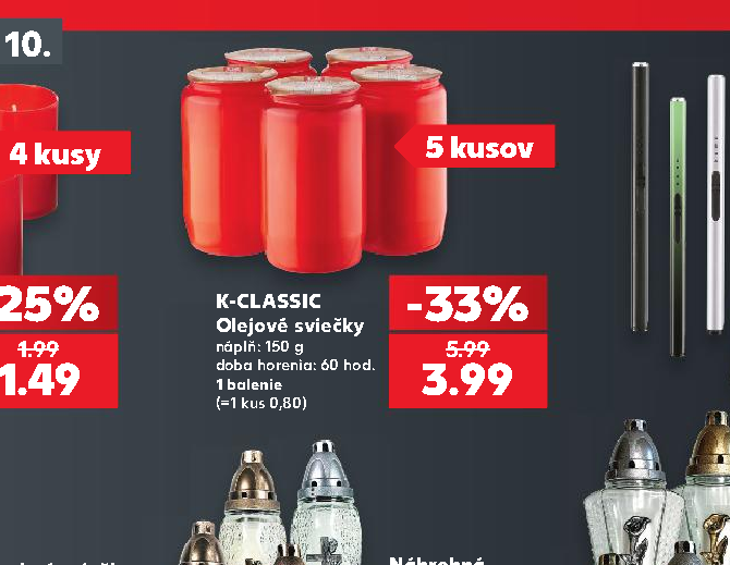 K-CLASSIC Olejové sviečky