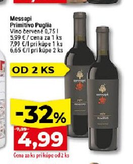 Messapi Primitivo Puglia Víno červené
