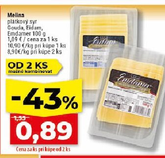 Melina plátkový syr Gouda, Eidam, Emdamer