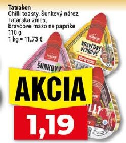 Tatrakon Chilli toasty, Šunkový nárez, Tatárska zmes, Bravčové mäso na paprike