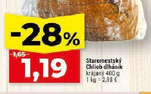 Staromestský Chlieb dlhánik krájaný