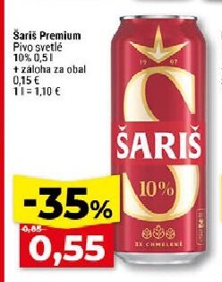 Šariš Premium Pivo svetlé